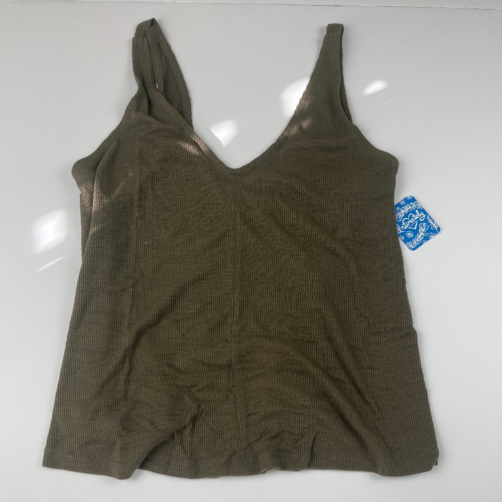 Free People Dani V-Neck Tank Top Army Green Color XS